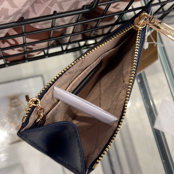 MICHAEL KORS SM TOP ZIP COINPOUCH WITH ID KEYCHAIN CARDHOLDER WALLET 
NAVY NWT - Picture 15 of 16